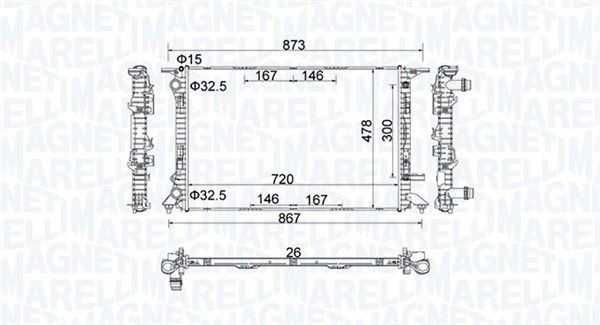 Радіатор основний Magneti Marelli 350213152100 ціна, від 110.55 USD